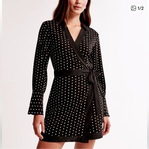 Black Polka Dot Wrap Dress